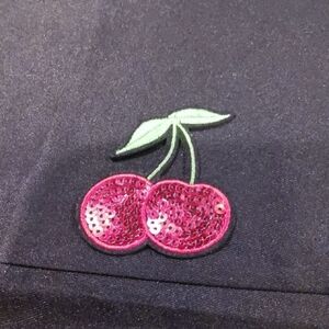 Sequin Cherry Patch Black Accessory Iron On